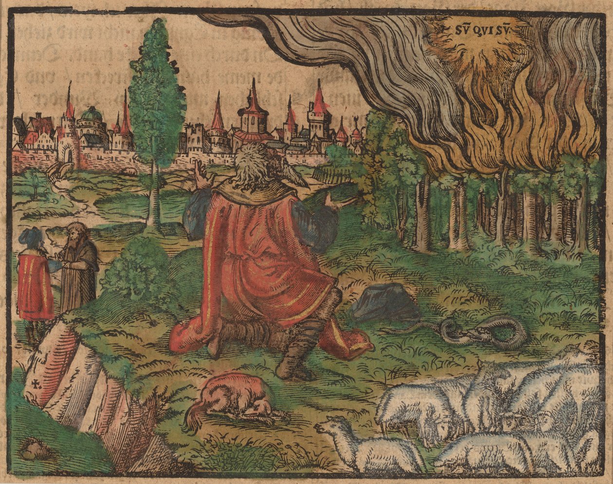Moses och den brinnande busken av German 16th Century