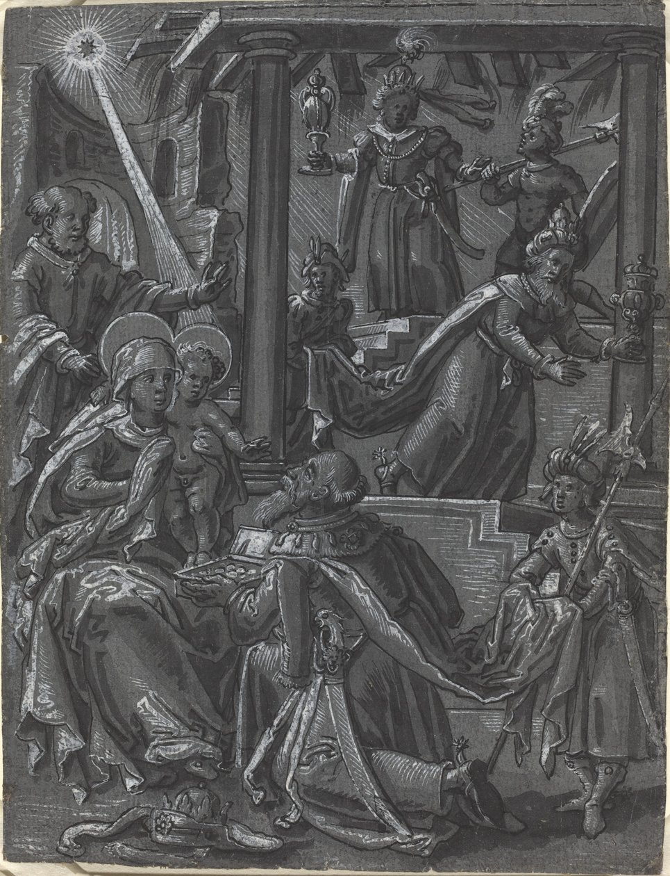Tillbedjan av kungarna [recto] av German 16th Century