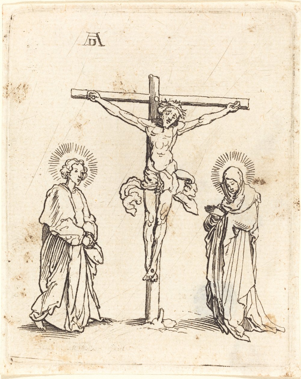 Korsfästelsen med Jungfrun och Johannes av German 16th Century after Albrecht Dürer