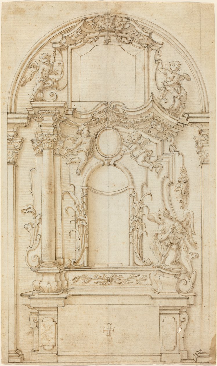 Studera för ett altare och en reredos av German 18th Century