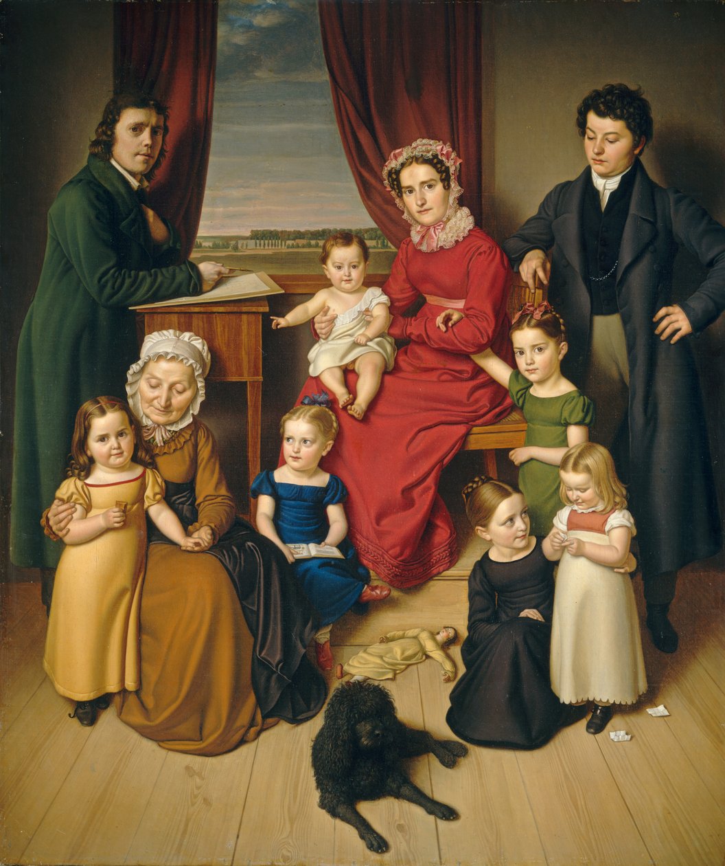 En konstnär och hans familj av German 19th Century