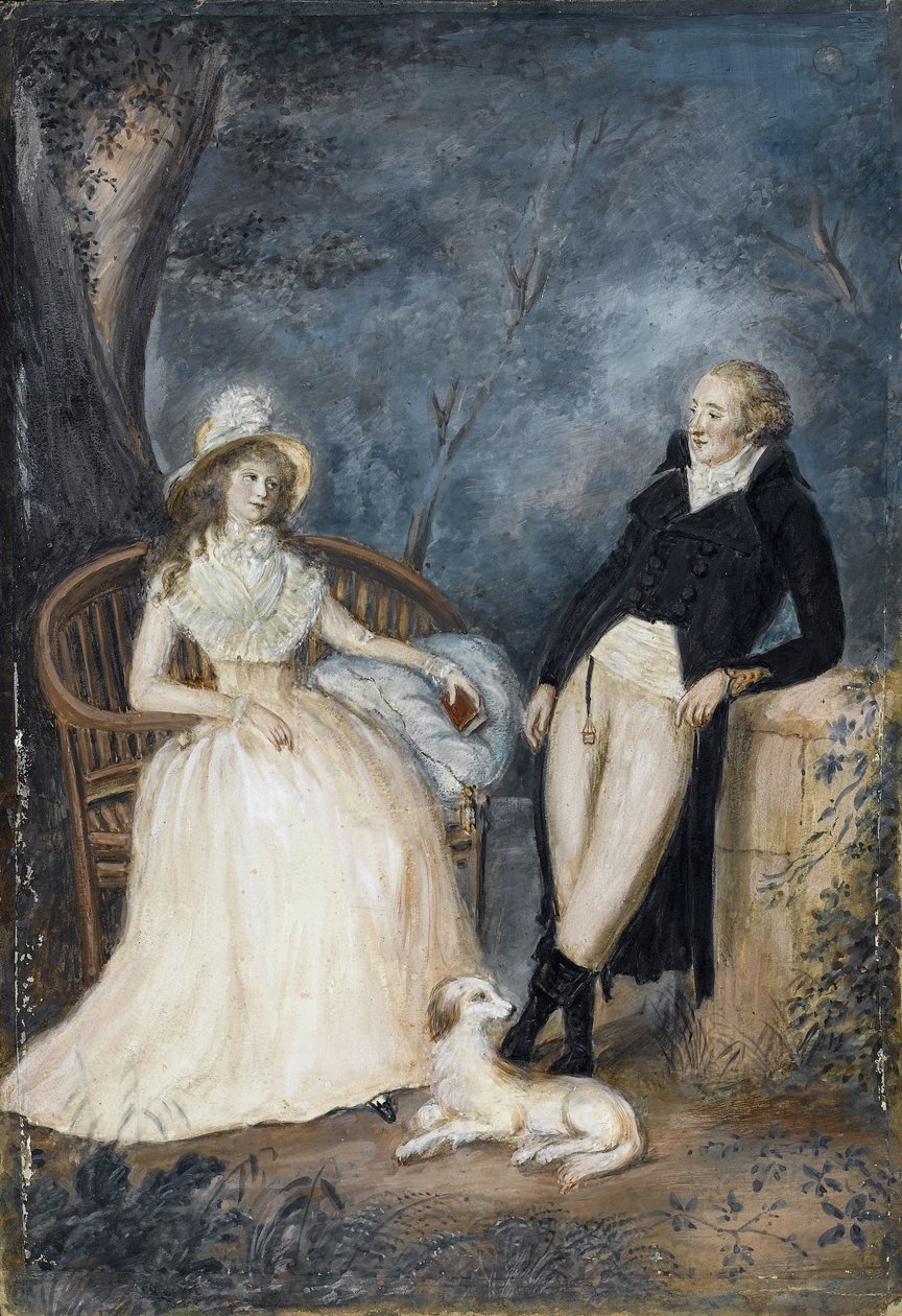 Charlotte von Stein och Johann Wolfgang von Goethe i samtal, andra hälften av 1700-talet. av German Master