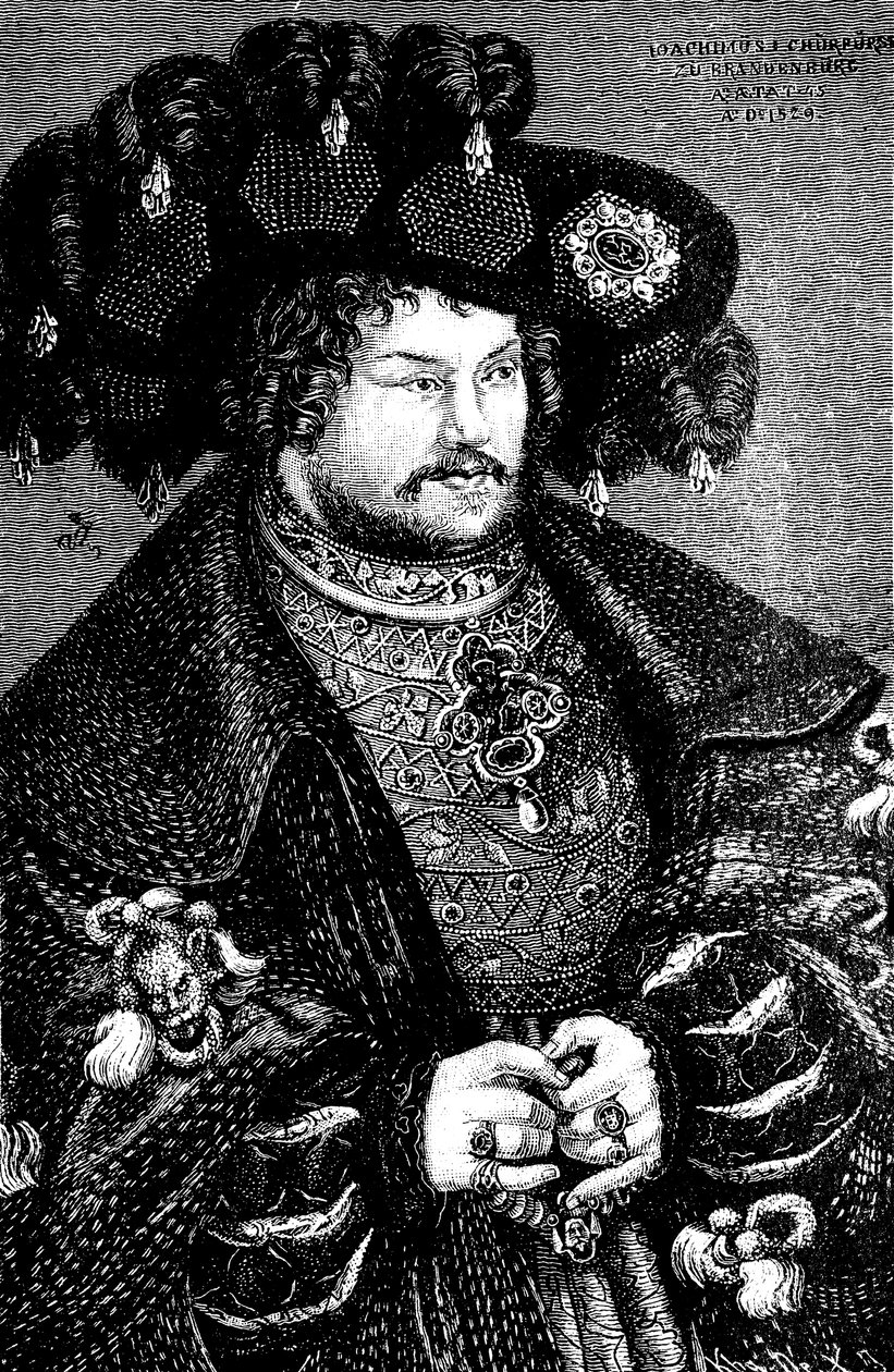 Porträtt av Joachim I Nestor 1484-1535, kurfurst av Brandenburg Kopia efter Lucas Cranach t. E, 1400-talet av German Master