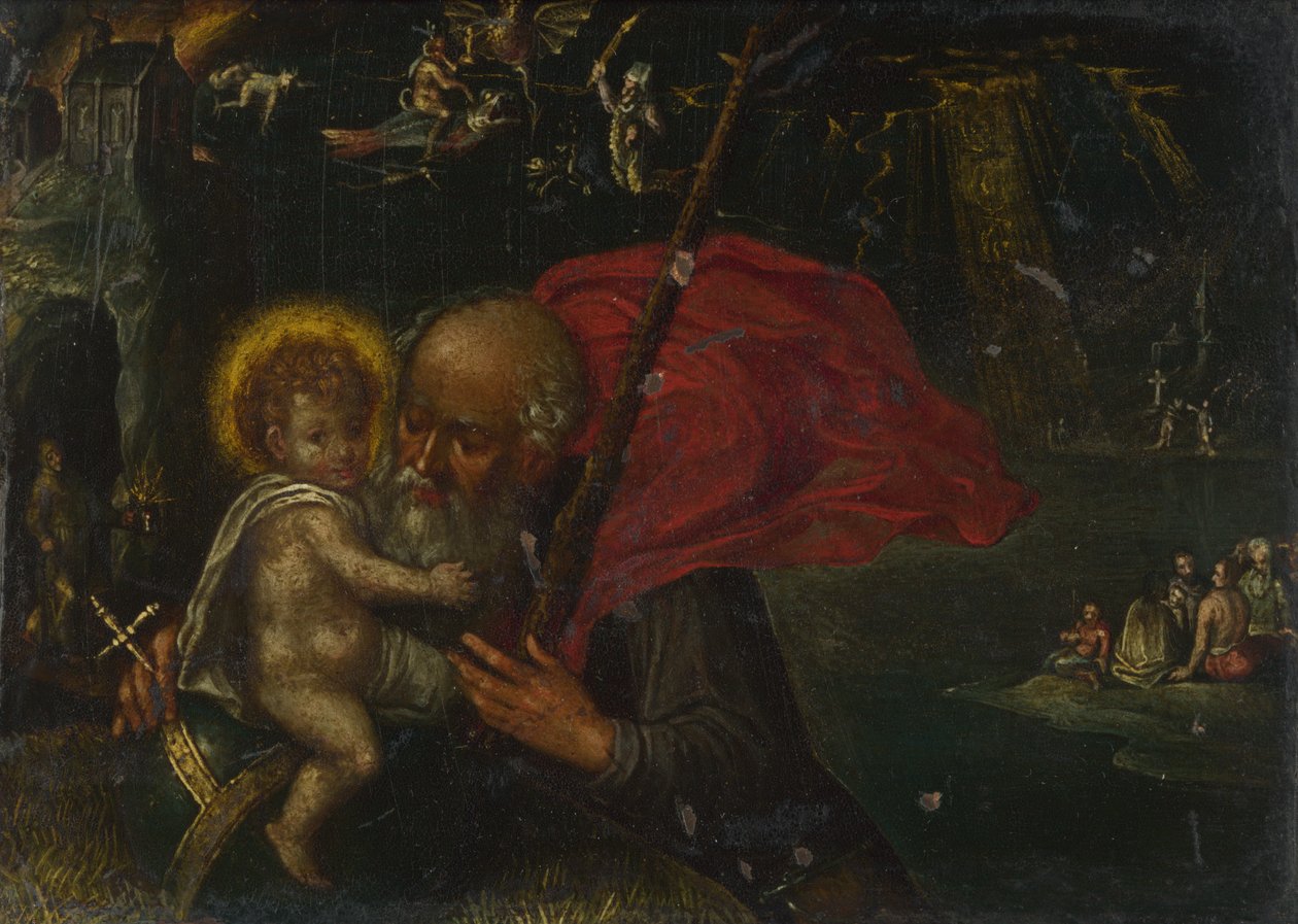 Sankt Christopher som bär Kristus, 1600-talet av German Master