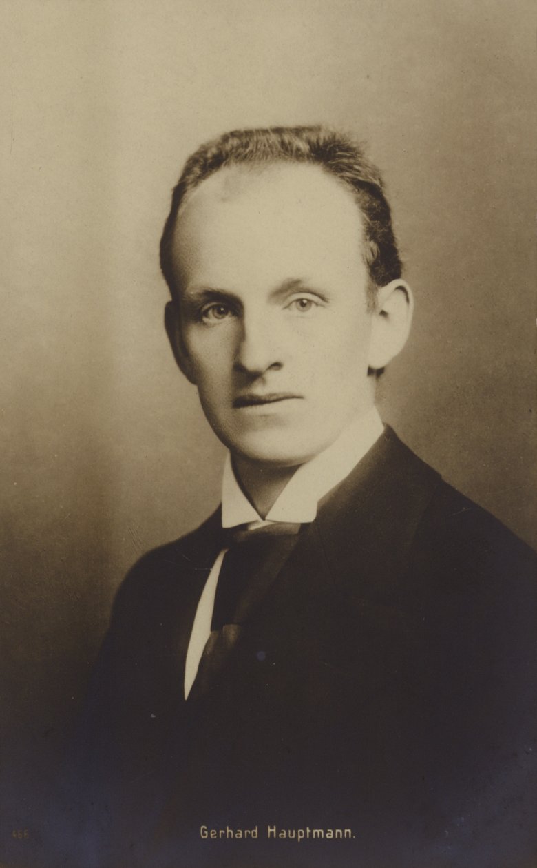 Gerhard Hauptmann (1862-1946), tysk dramatiker och romanförfattare (svartvitt foto) av German Photographer