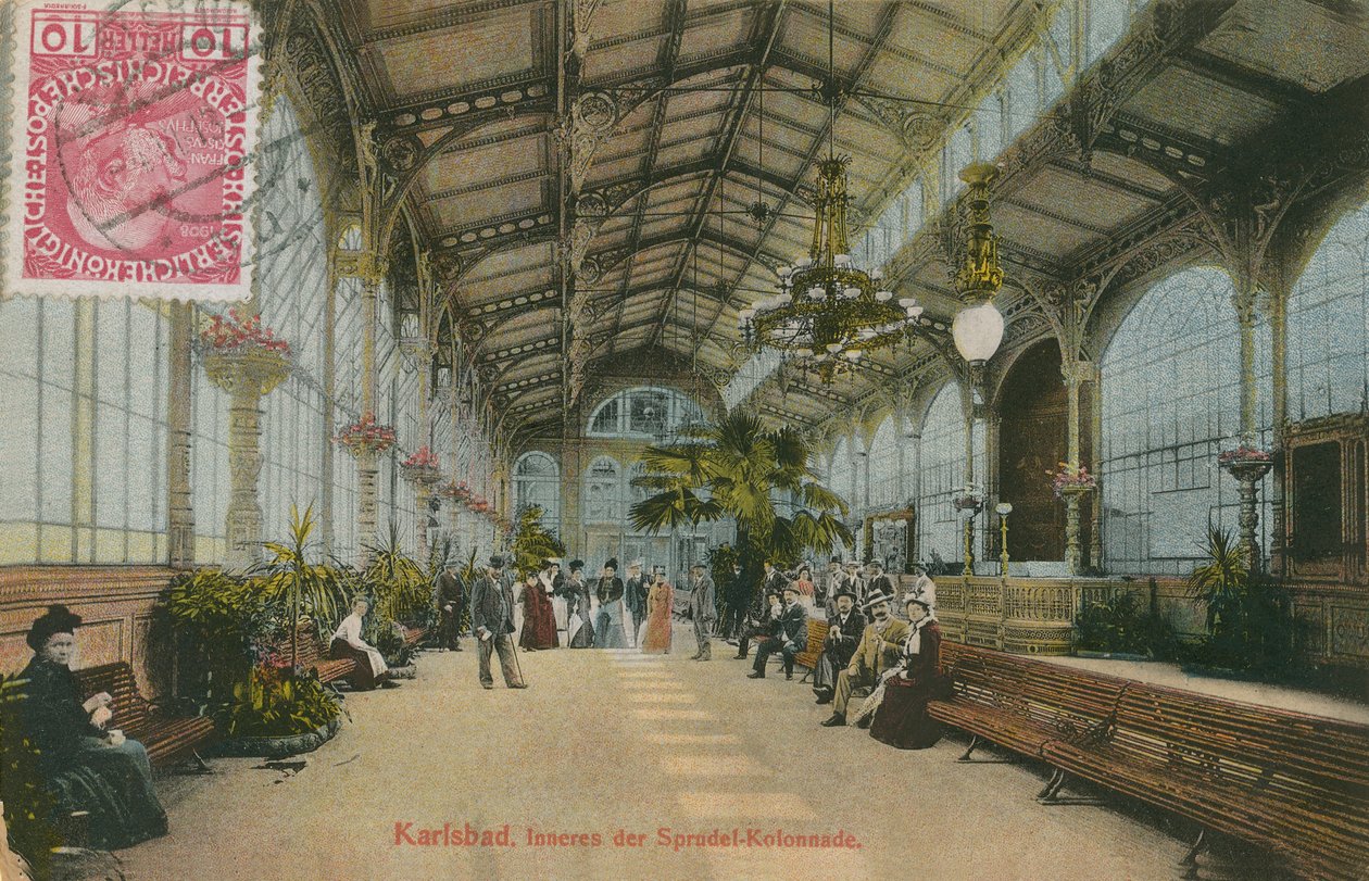 Karlsbad - innanför kolonnaden. Vykort skickat 1913. av German Photographer