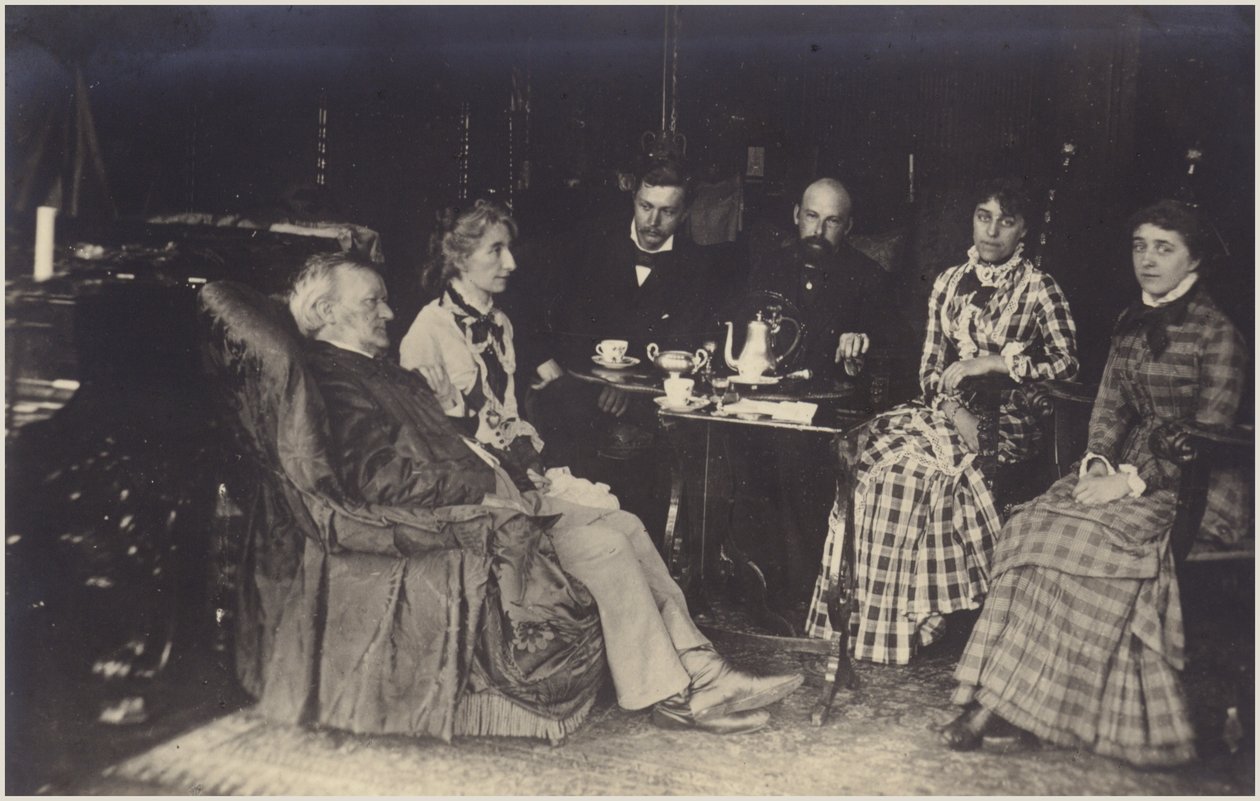Porträtt av Richard Wagner med vänner och familj (svartvitt foto) av German Photographer