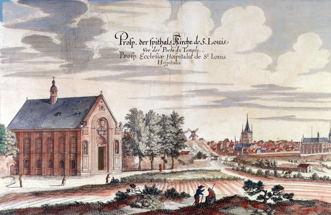 En utsikt över Paris (färggravyr) av German School