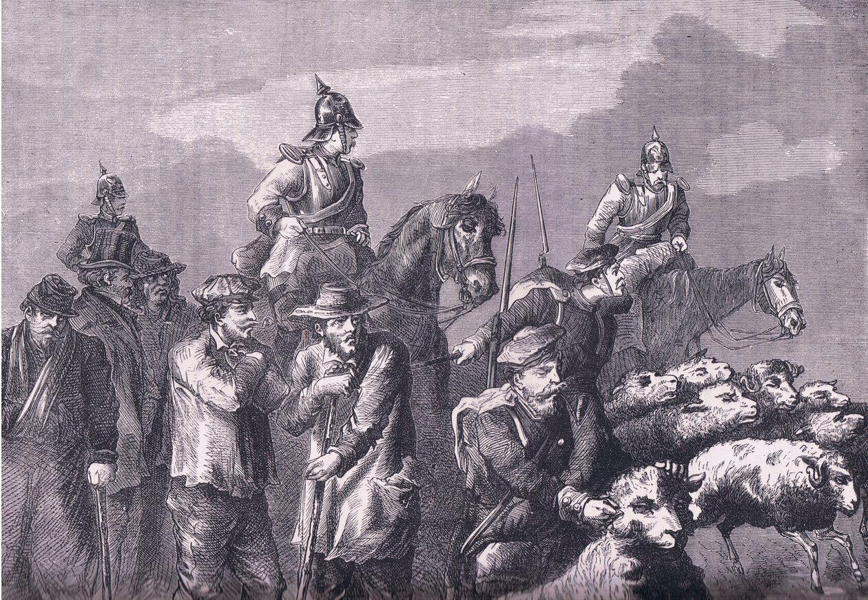 En födosöksfest, Cassells historia om kriget mellan Frankrike och Tyskland publicerad av Cassell and Company Limited, ca 1890 (litho) av German School