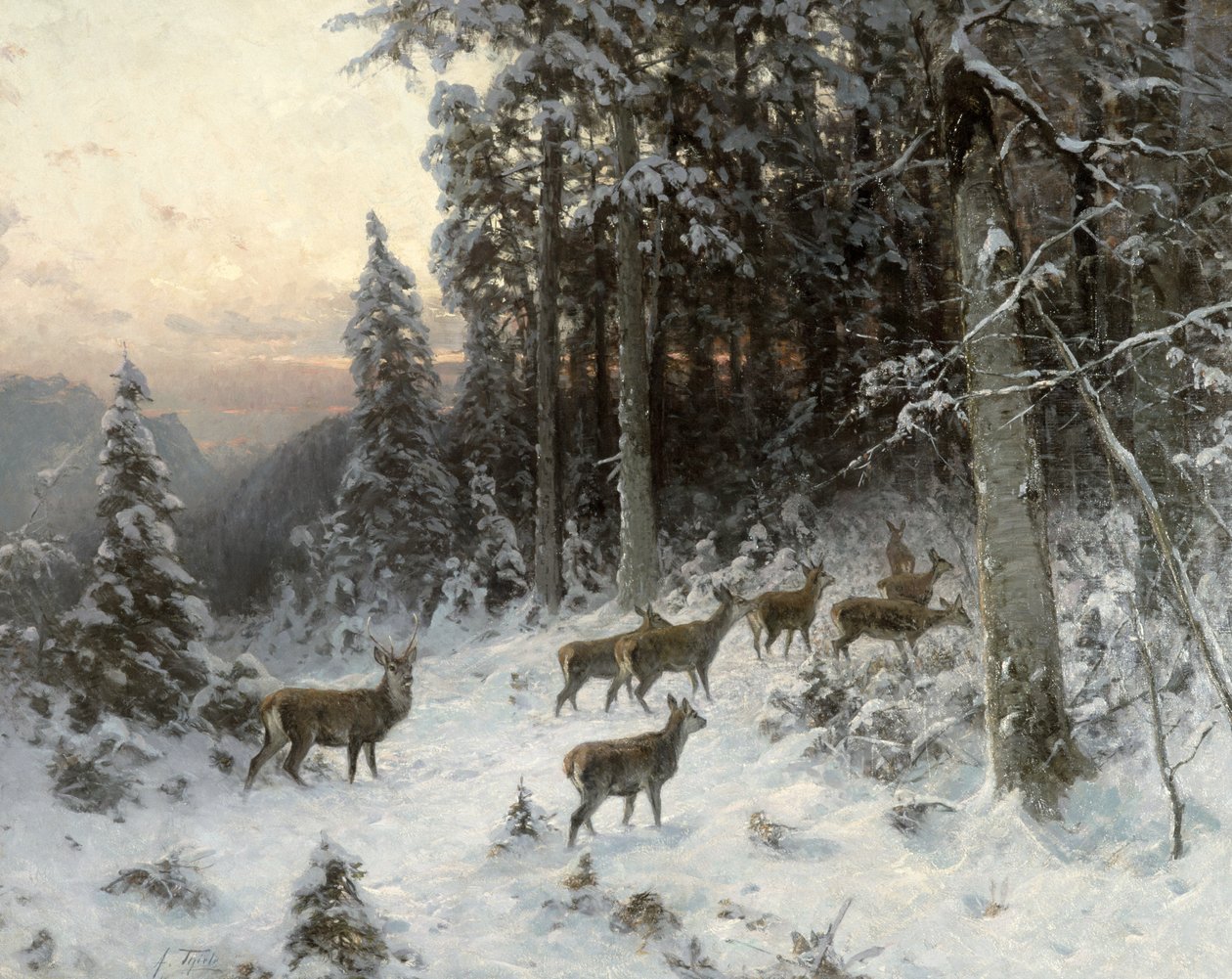 En vinterkväll i Schwarzwald, ca 1880 av German School
