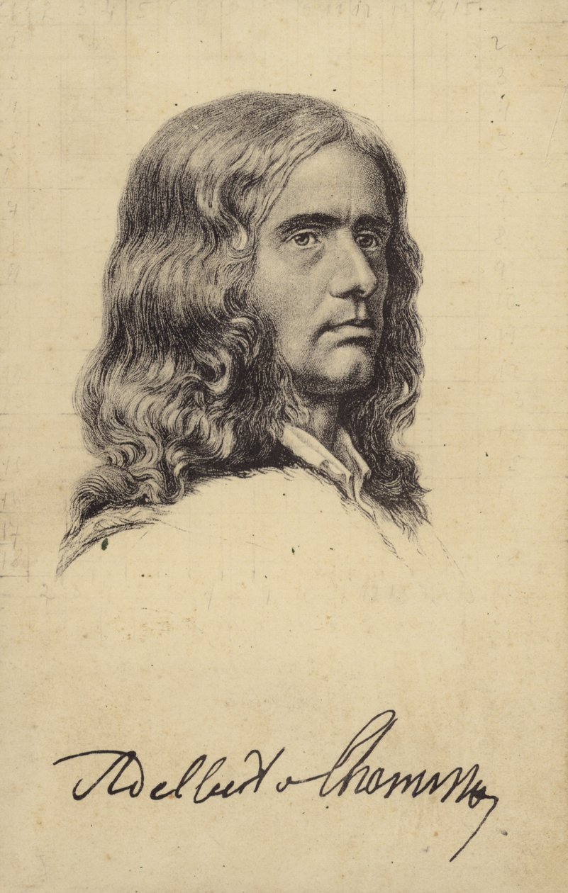 Adalbert von Chamisso (1781-1838), tysk poet och botaniker (litografi) av German School