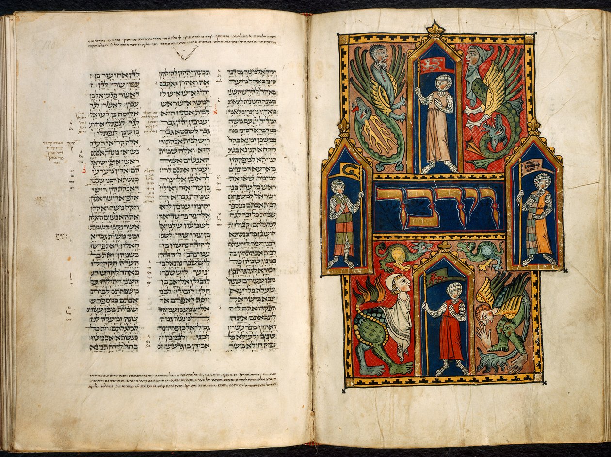 Lägg till. 15282 fol.179v-180 Dekorerat första ord i Numbers Book, från 