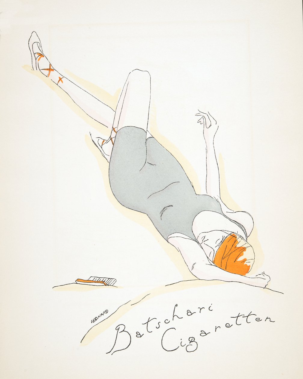Annons för "Batschari Cigaretten", ur Styl, utg.1922 (pochoirtryck) av German School