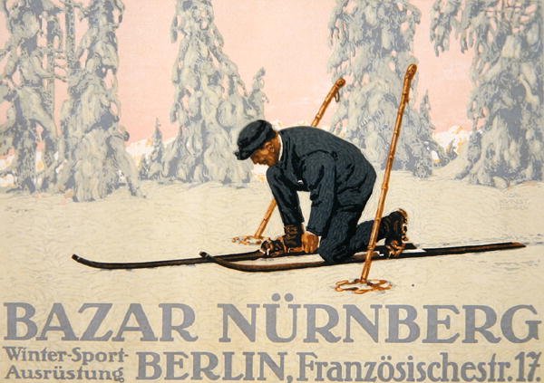 Reklam för vintersportutrustningen "Bazar Nurnberg". av German School