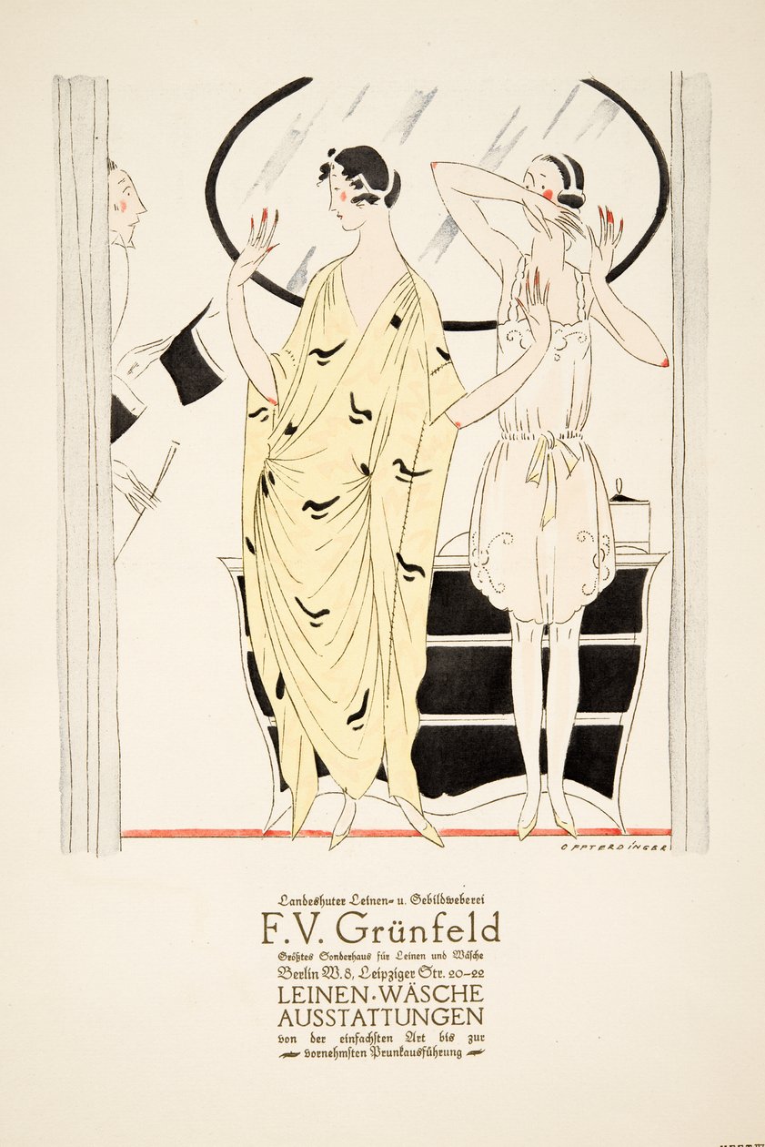 Annons för "F.V. Grunfeld", ur Styl, utg.1922 (pochoirtryck) av German School