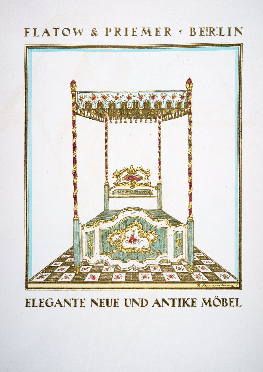 Annons för "Flatow & Priemer", från Styl, pub.1922 (pochoirtryck) av German School