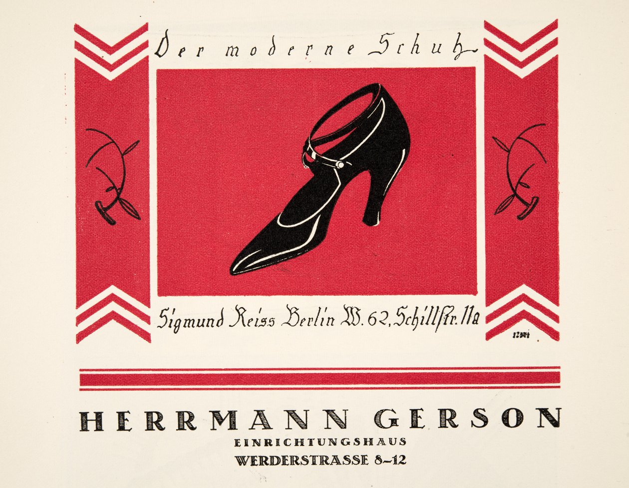 Annons för Herrmann Gerson Shoes, ur Styl, utg.1922 (pochoirtryck) av German School