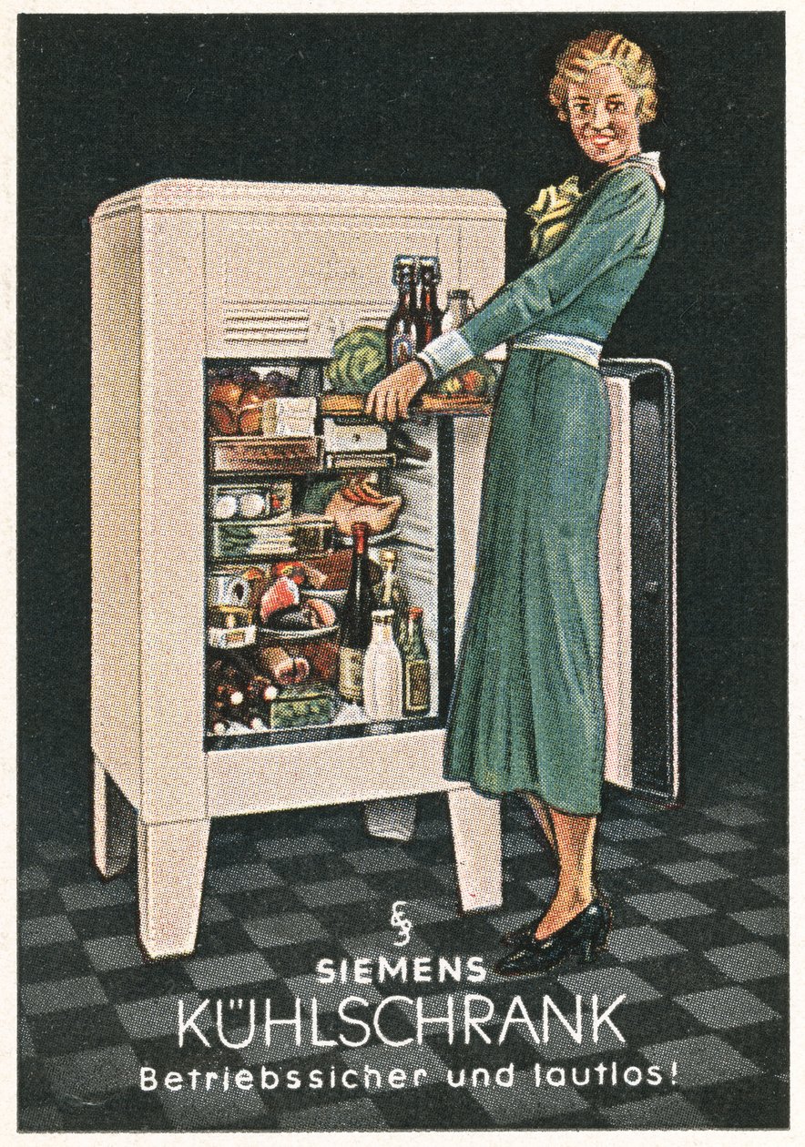 Reklam för Siemens kylskåp (färglitografi) av German School