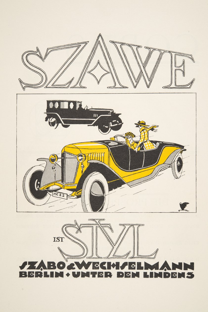Annons för Szawe (Szabo & Wechselmann), från Styl, pub.1922 (pochoirtryck) av German School