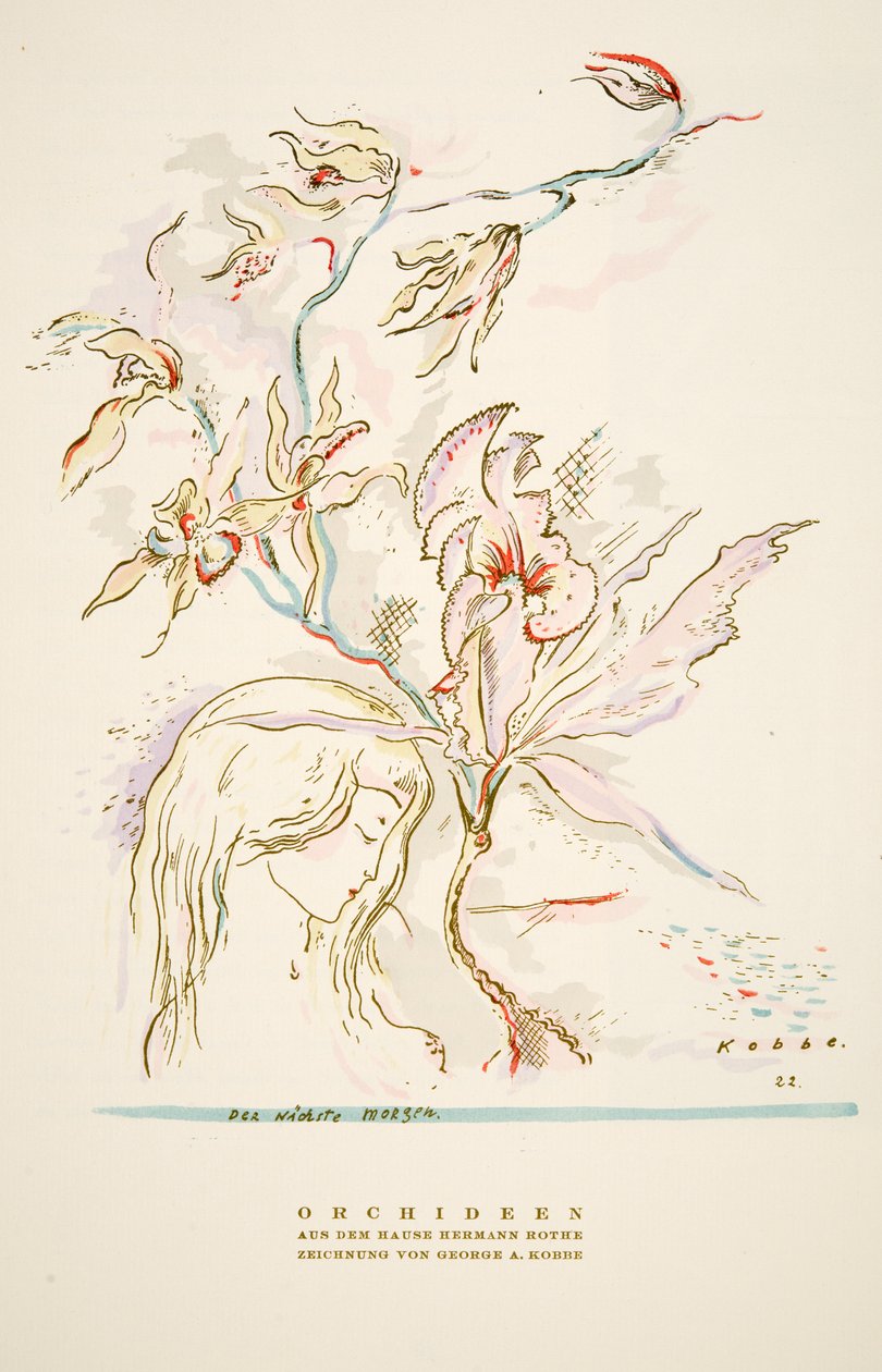 Annons "Orchideen aus dem Hause Hermann Roth" från Styl, utg.1922 (pochoirtryck) av German School