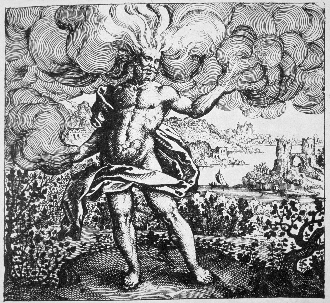 Alchemical Allegory: The Wind hash carryed it in his Body, från Srutinium Chumicum av Michael Majer (1687) illustrerad i en magisk historia publicerad i slutet av 1800-talet av German School