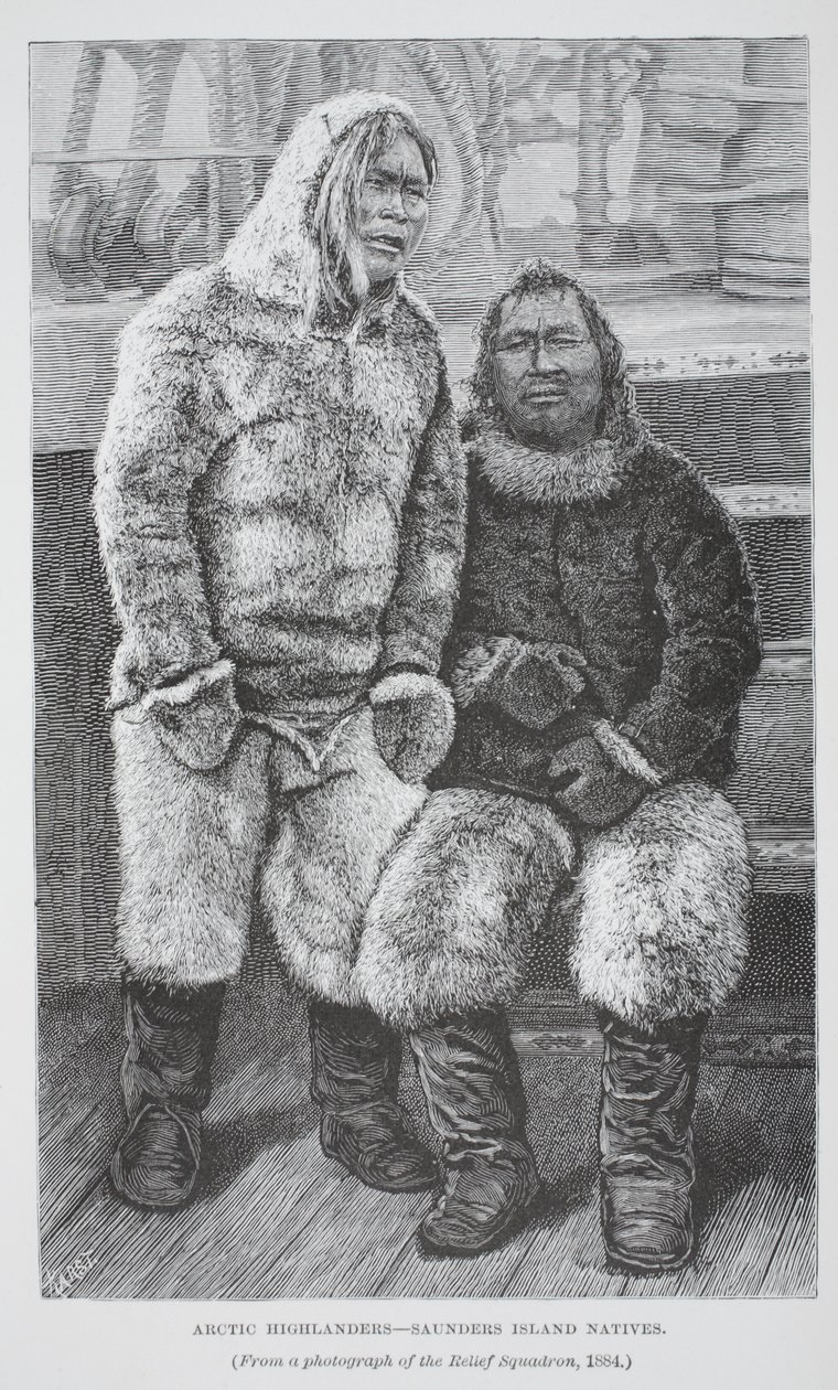 Arctic Highlanders - Saunders Island Natives, pub. London 1886 (gravyr) av German School