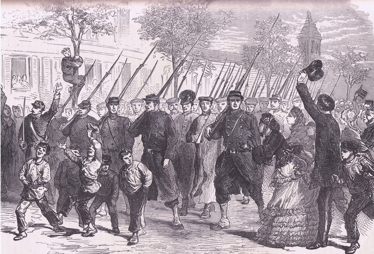 Ankomst till Paris av preussiska fångar efter slaget före Bagneun, Cassells historia om kriget mellan Frankrike och Tyskland publicerad av Cassell and Company Limited, ca 1890 (litho) av German School