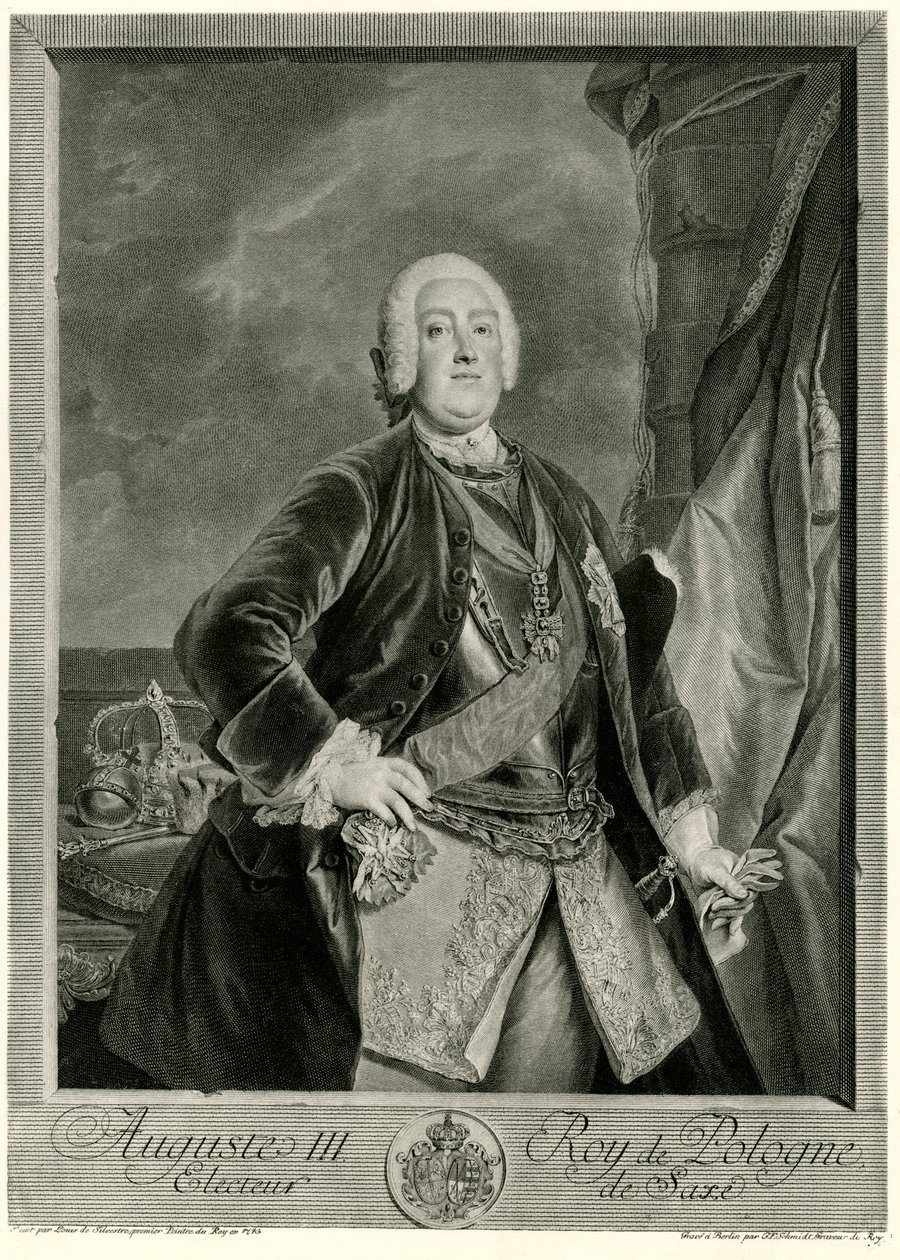 Augustus III (1696-1763) kung av Polen (fototyp) av German School
