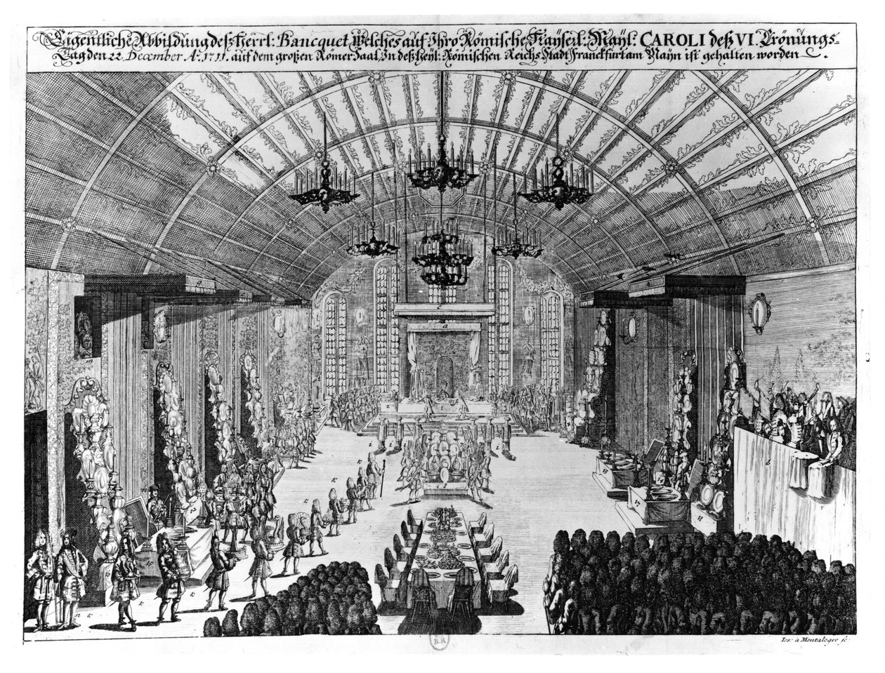 Bankett i Romer Hall i Frankfurt-am-Main, till ära av kröningen av Karl VI (1685-1740) den 22 december 1711 av German School