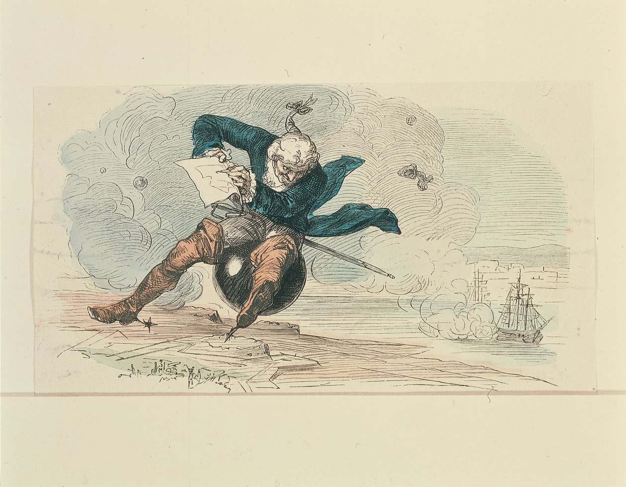 Baron Munchausen (färg litho) av German School