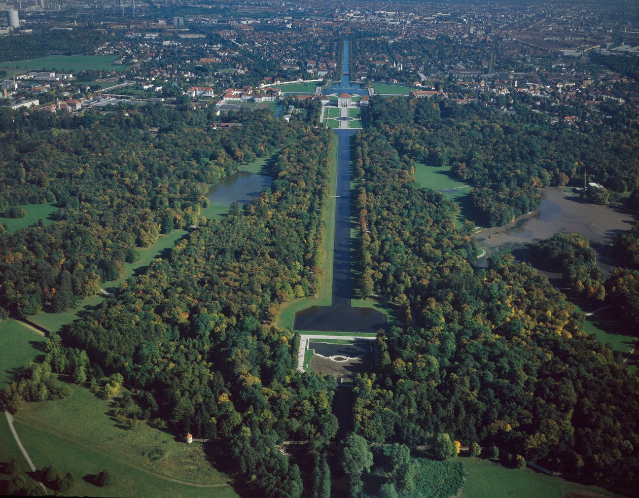 Barockkonst: Flygfoto över Nymphenburg Park 1600-talets München, Tyskland av German School
