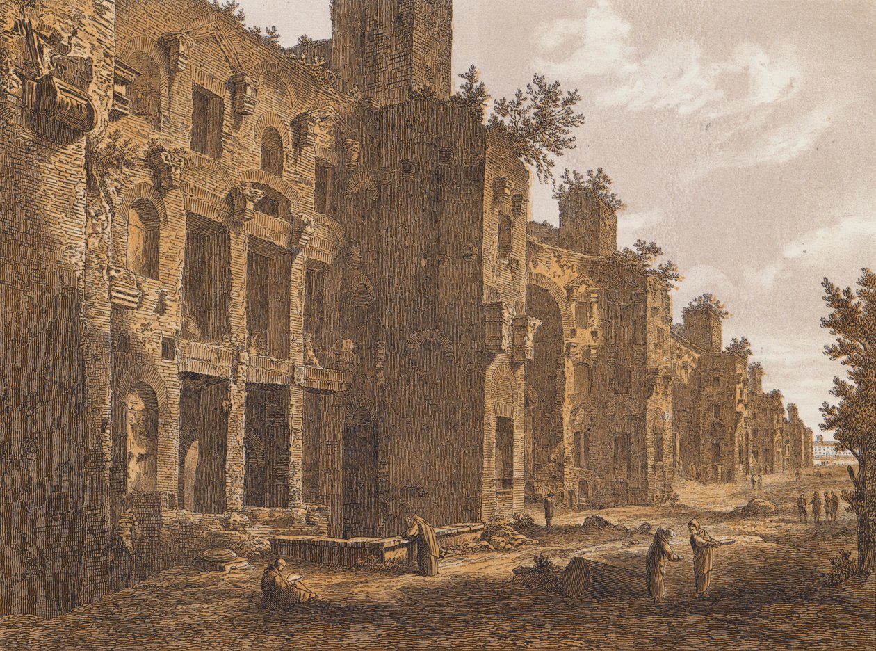 Diocletianusbadet, Rom (färglitografi) av German School
