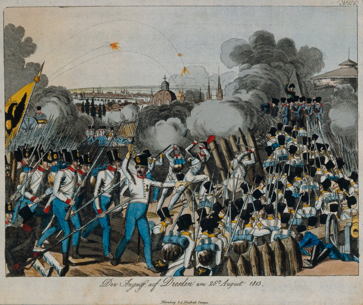 Slaget vid Dresden under sjätte koalitionens krig, 26-27 augusti 1813, ca 1820 av German School