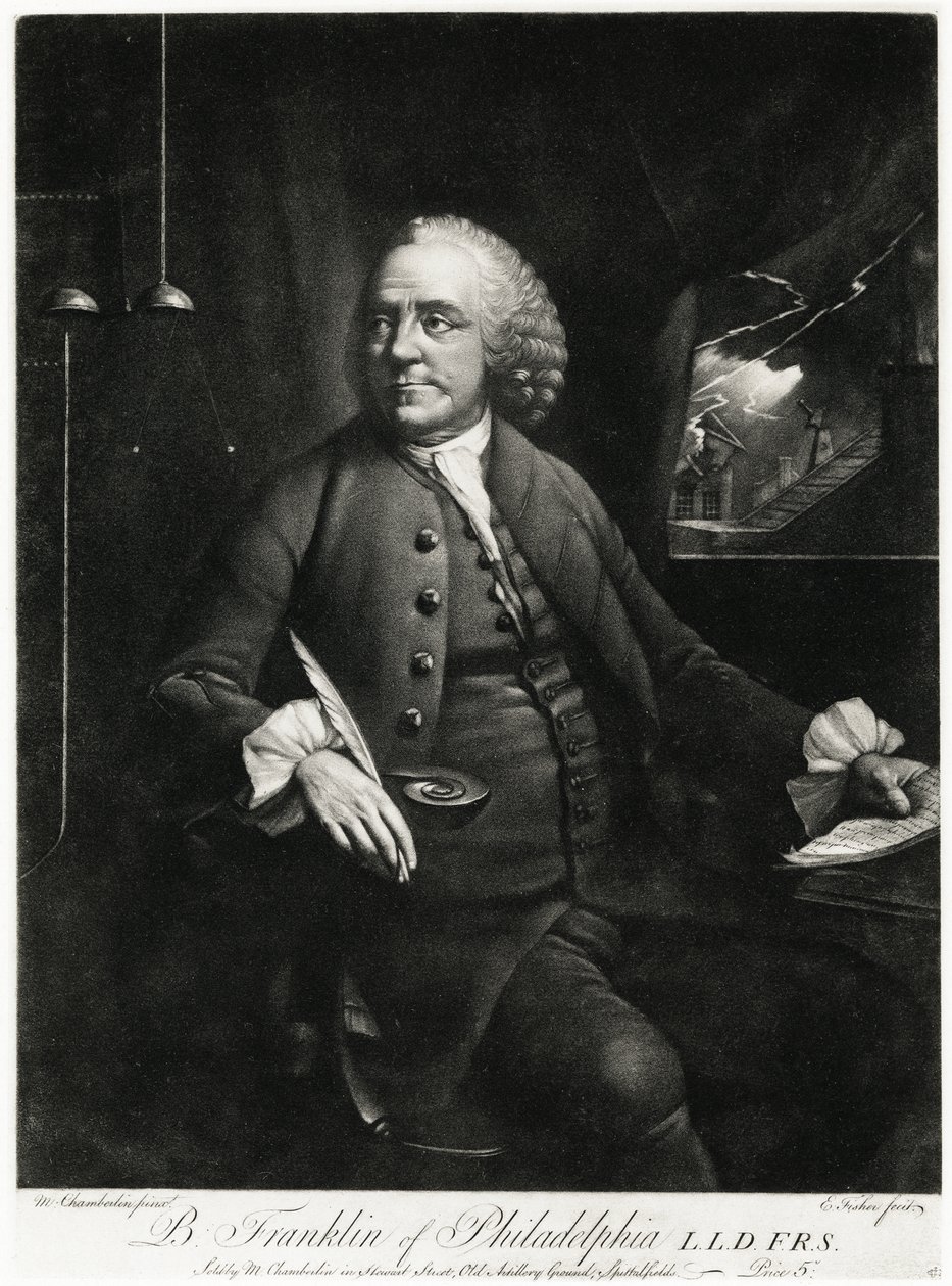 Benjamin Franklin, 1884-90 (fototyp) av German School
