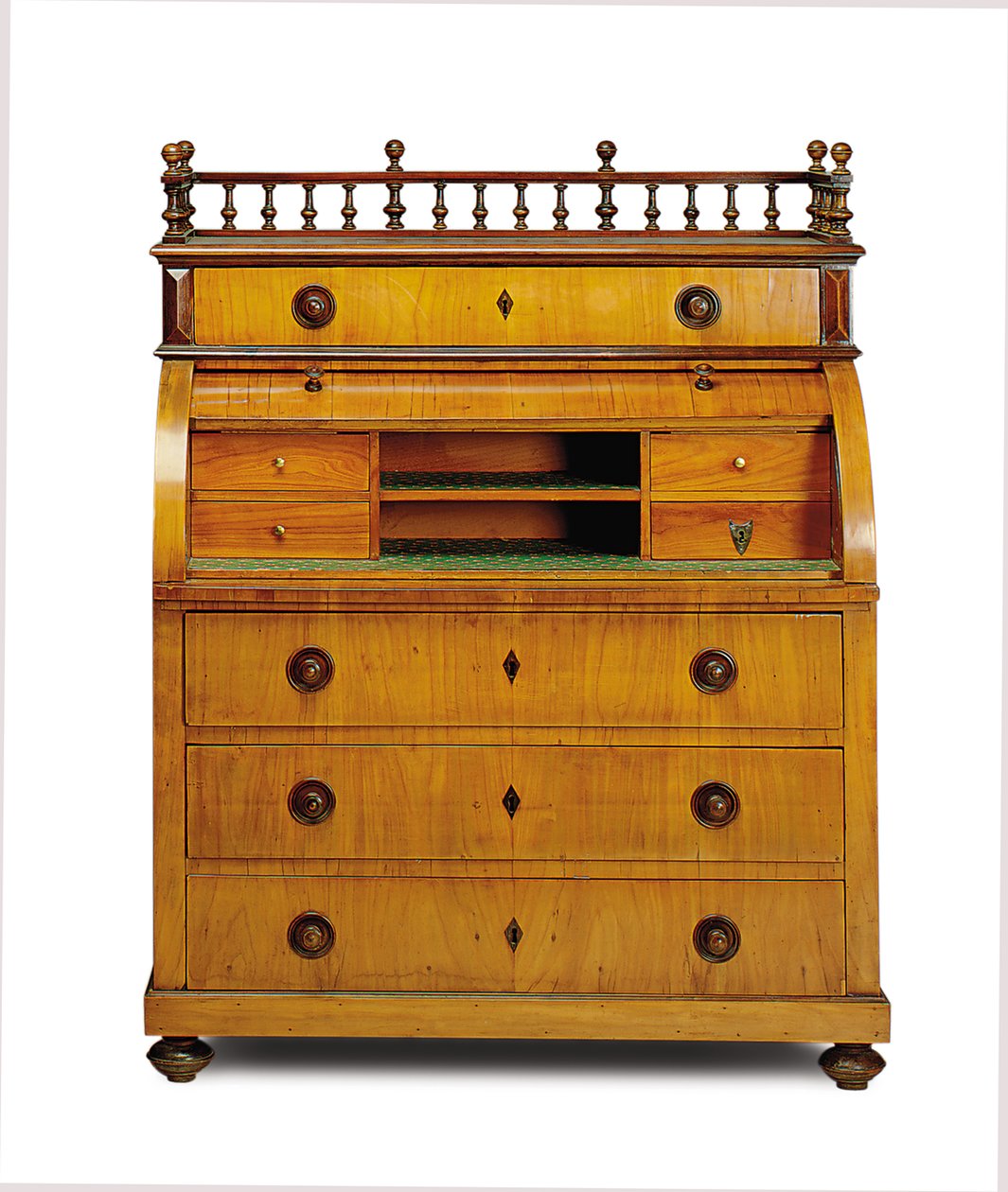 Biedermeier sekretärskommod, andra kvartalet av 1800-talet (valnöt och mahogny) av German School