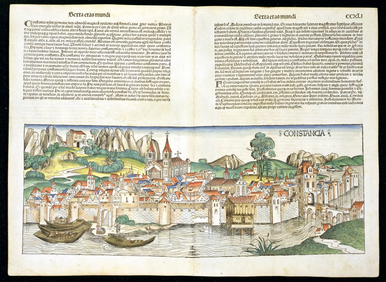 Fågelperspektiv av Constance från Nürnbergkrönikan av Hartmann Schedel (1440-1514) 1493 av German School