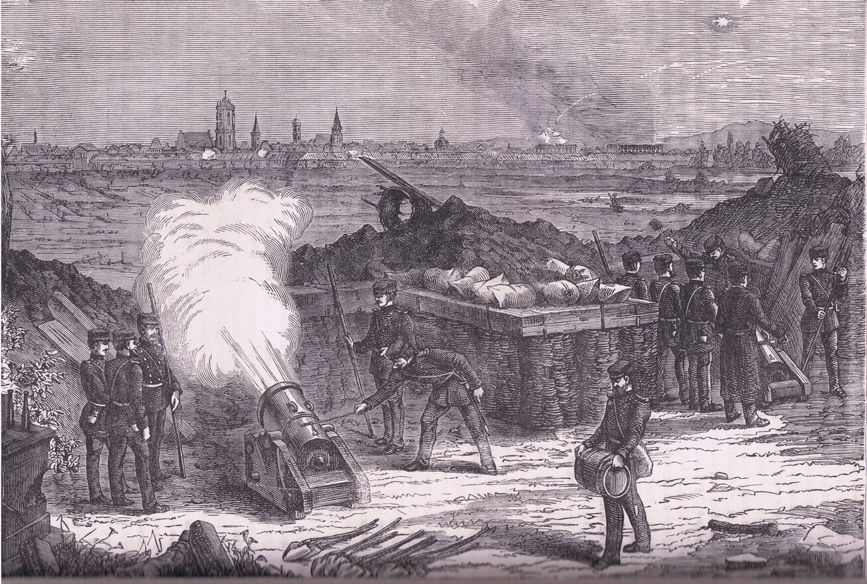 Bombardement av Schelestadt, Cassells historia om kriget mellan Frankrike och Tyskland publicerad av Cassell and Company Limited, ca 1890 (litho) av German School