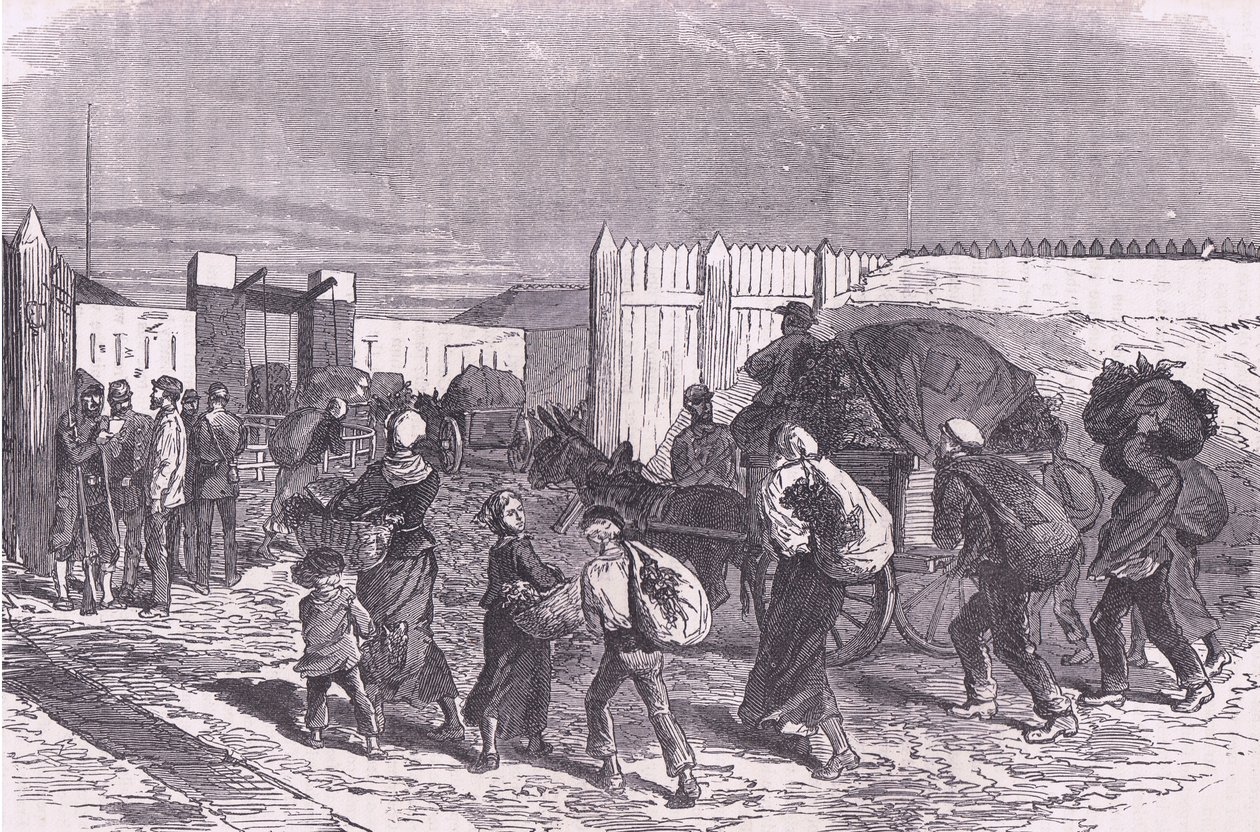 Att ta in grönsaker från förorterna, Cassells History of the War between France and Germany publicerad av Cassell and Company Limited, ca 1890 (litho) av German School