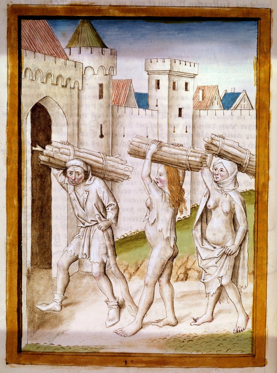 Bucherons Miniature hämtad från en tysk översättning av fablerna om "Kalila (Calila) och Dimna" av Bidpai. Chantilly från 1400-talet, Musee Conde av German School