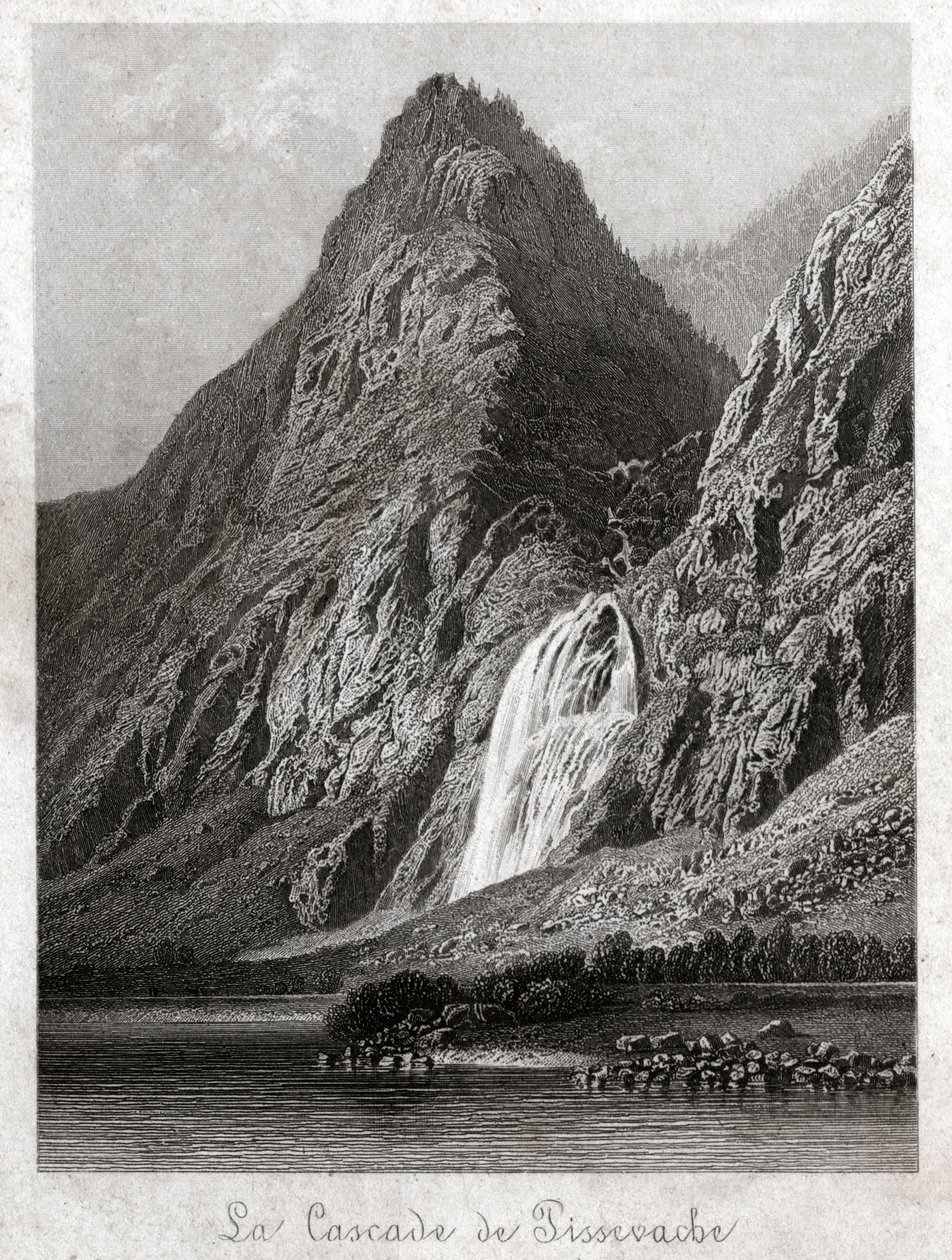 Cascade de Pissevache. (gravyr, cirka 1830) av German School