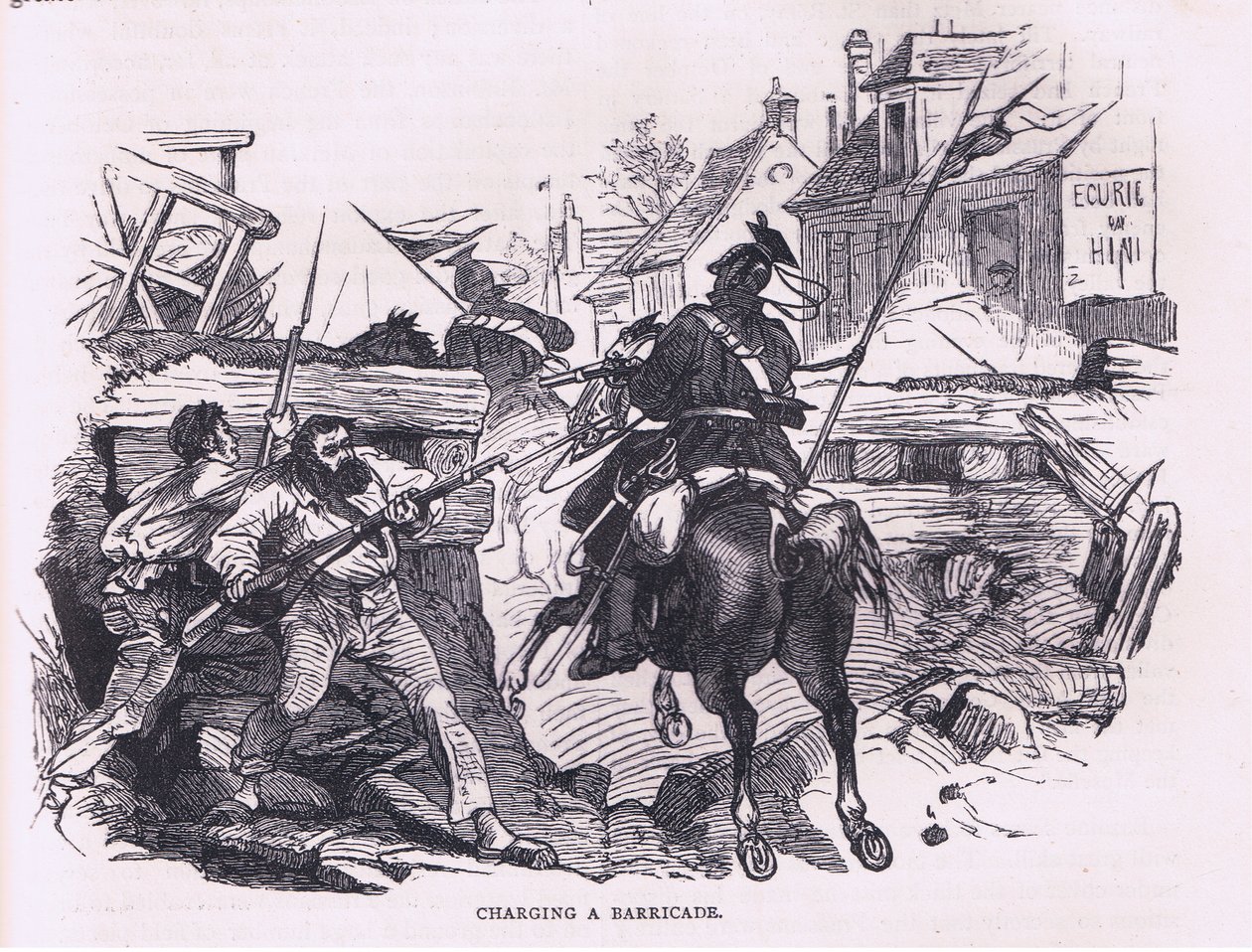 Charging a barricade, Cassells historia om kriget mellan Frankrike och Tyskland publicerad av Cassell and Company Limited, ca 1890 (litho) av German School