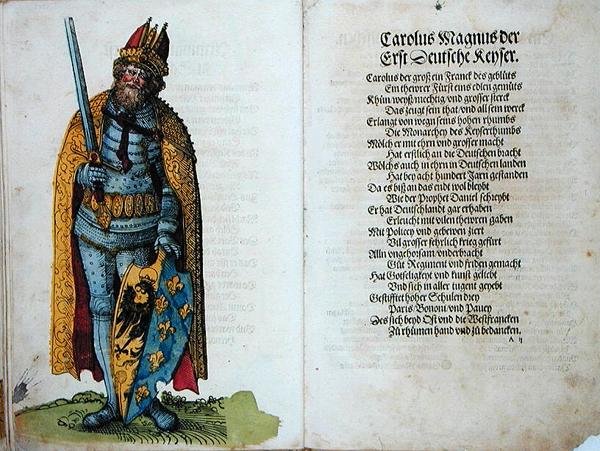Charlemagne (742-814) från "Ursprunget till de första tolv gamla kungarna och prinsarna av den tyska nationen" av German School