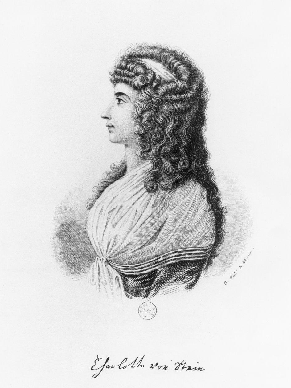 Charlotte von Stein, född von Schardt, sent 1700-tal-början av 1800-talet, graverad av G. Wolf av German School