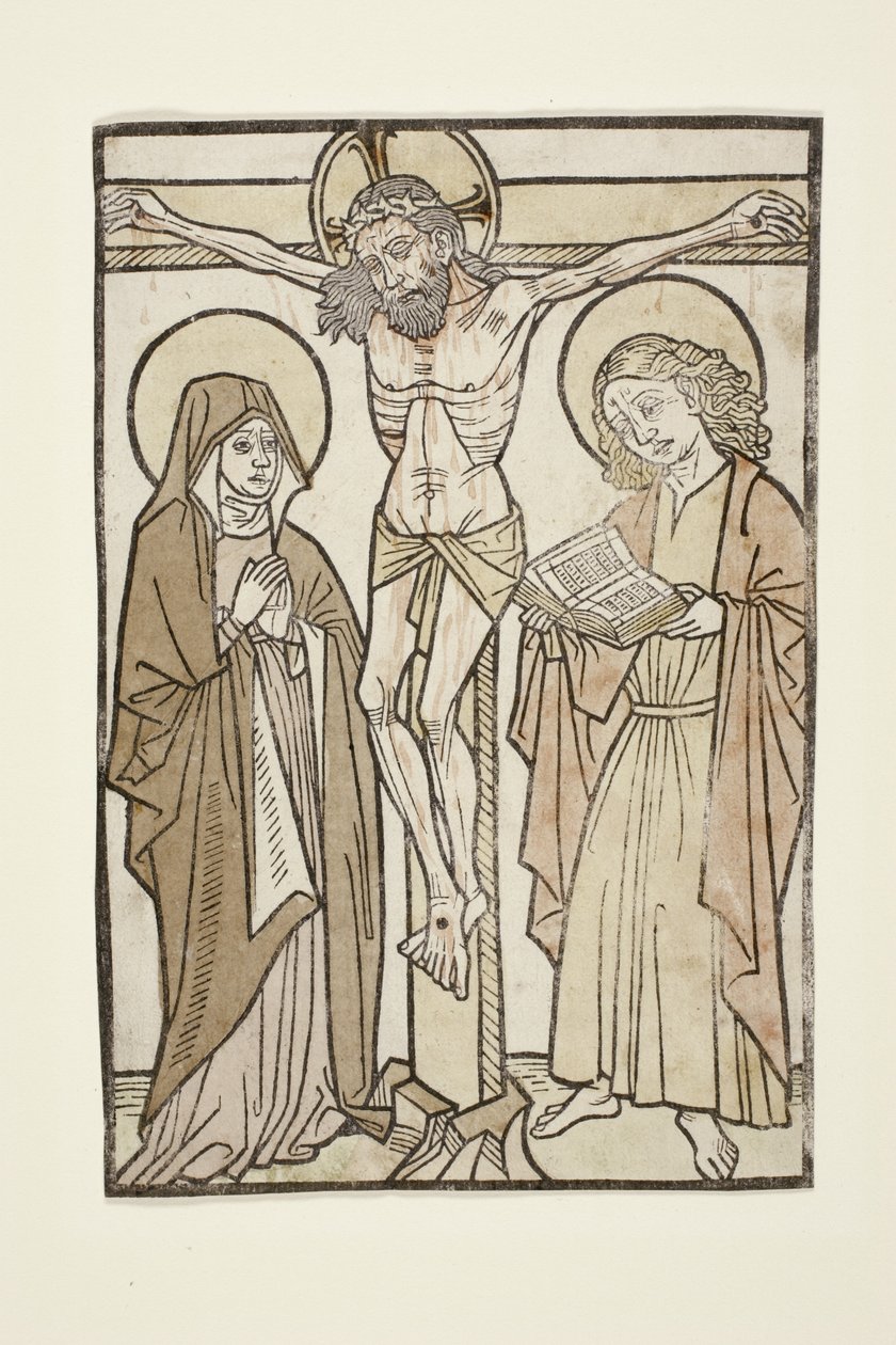 Kristus på korset mellan Maria och Sankt Johannes, 1460-70 av German School