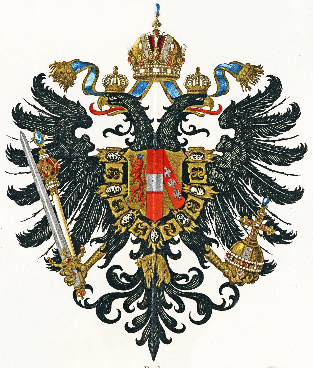 Österrikiska imperiets vapen (Kaisertum Österreich) från 1816 till 1867, ca 1898 av German School