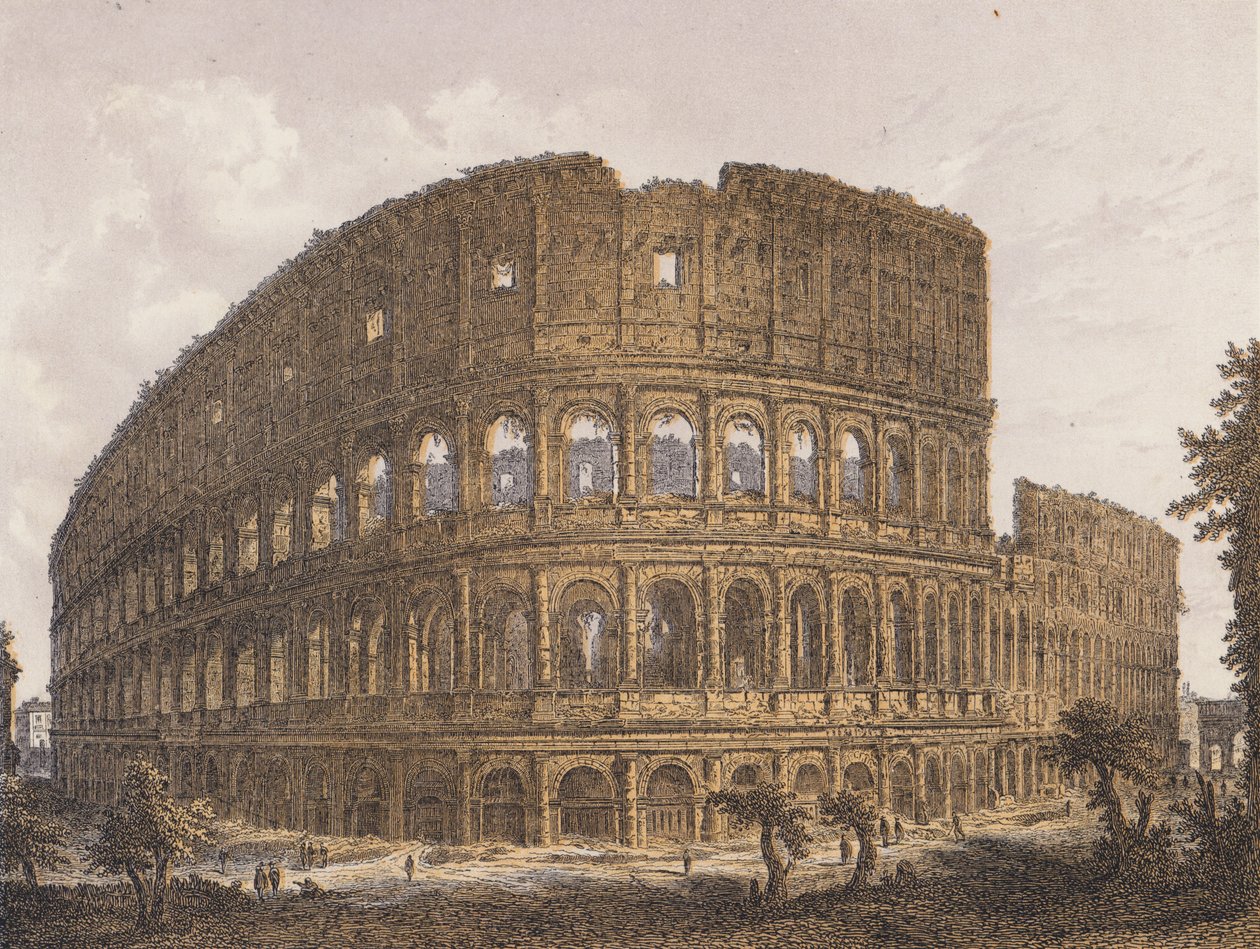 Colosseum, Rom (färglitografi) av German School