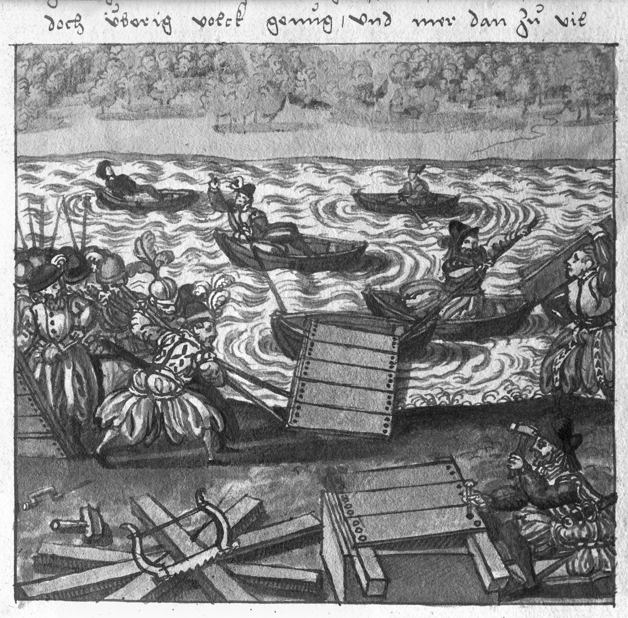 Constructing a Bridge on Water, illustration från L