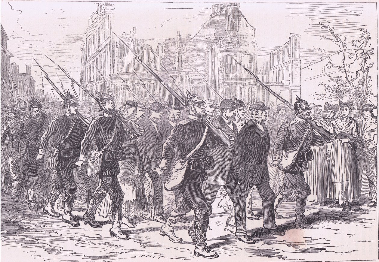 Konvoj av fångar, Cassells historia om kriget mellan Frankrike och Tyskland publicerad av Cassell and Company Limited, ca 1890 (litho) av German School