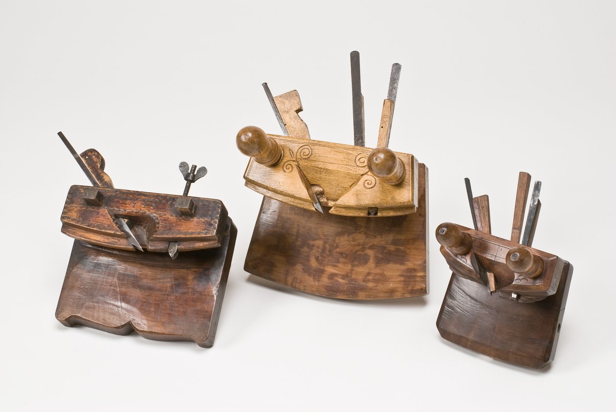 Coopers croze plans, daterade 1735, 1842 och tidigt till mitten av 1800-talet (serviceträd trä & metall) (se även 701103) av German School