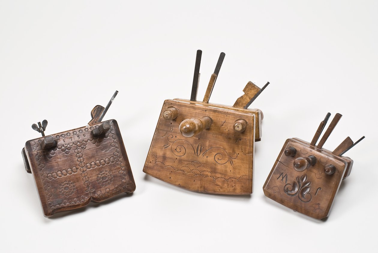 Coopers croze plans, daterade 1735, 1842 och tidigt till mitten av 1800-talet (serviceträd trä & metall) (se även 701102) av German School